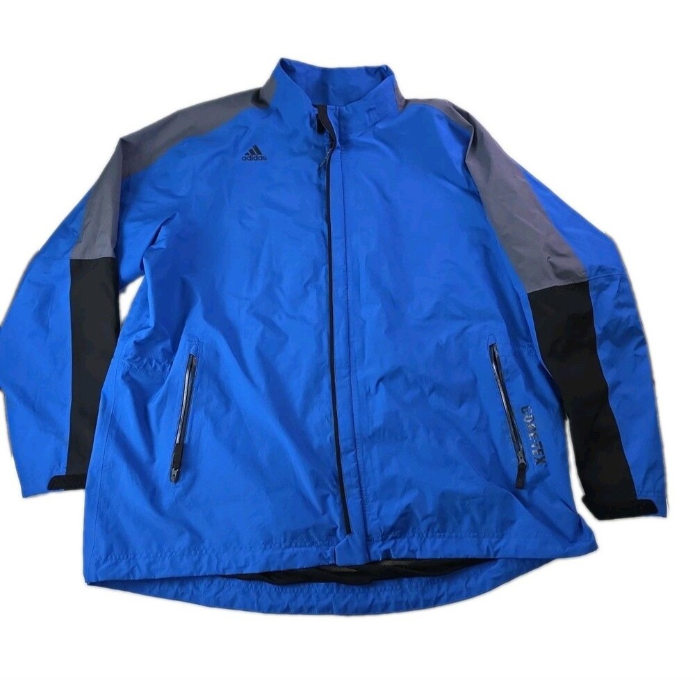 Adidas Goretex Rain Jacket Full Zip Windproof Waterproof 2XL Blue Layered